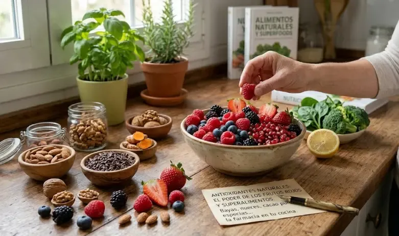 Alimentos ricos en antioxidantes frutos rojos cacao