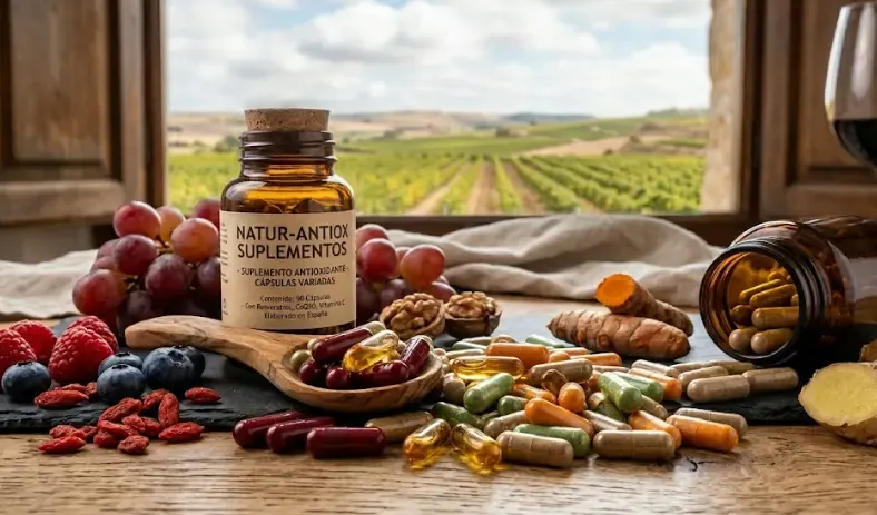 Suplementos antioxidantes capsulas coenzima q10 resveratrol