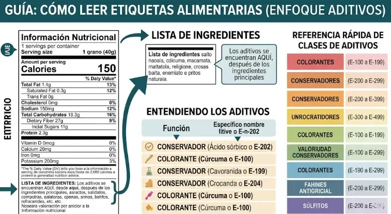 Ejemplo práctico de cómo leer una etiqueta nutricional e identificar aditivos