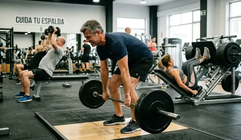 Errores comunes en el gimnasio que causan dolor de espalda después de los 40