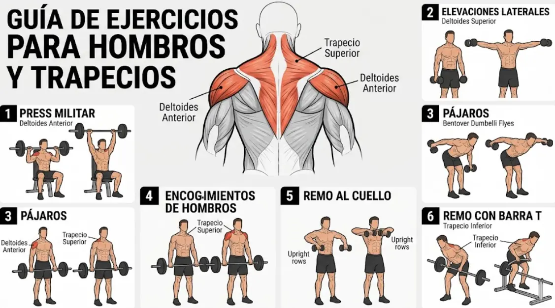 Descubre cómo desarrollar unos hombros anchos y unos trapecios rocosos sin destrozarte las articulaciones. Guía completa con técnica, rutinas y ciencia.