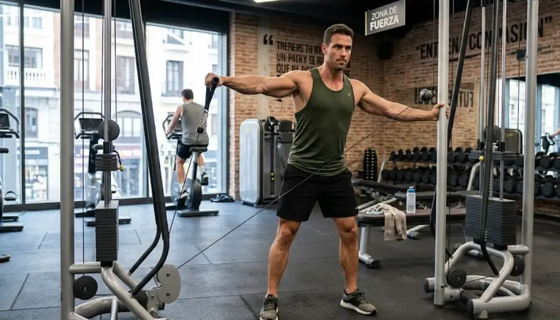 Elevaciones laterales con polea para deltoides