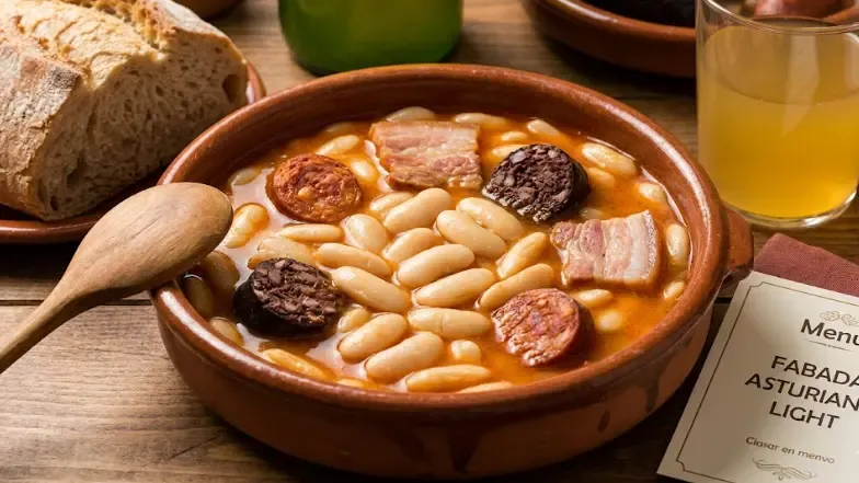 Fabada asturiana light en plato hondo