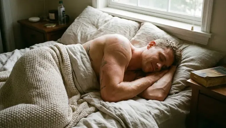 Persona durmiendo profundamente, recuperando energía muscular