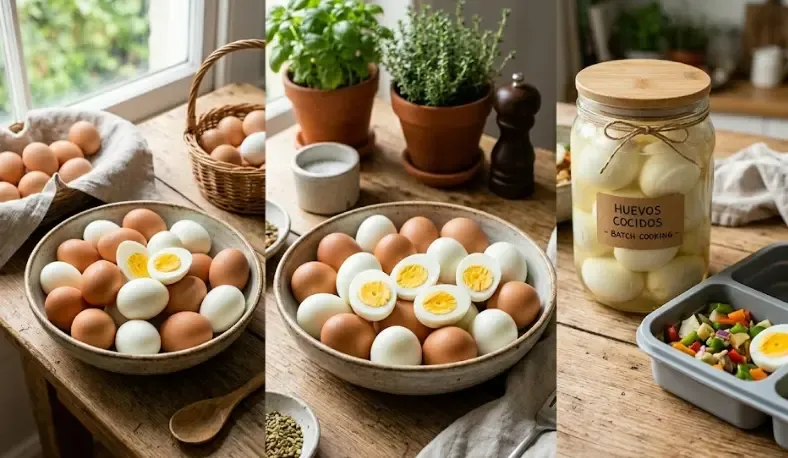 Huevos cocidos en un tupper para la semana