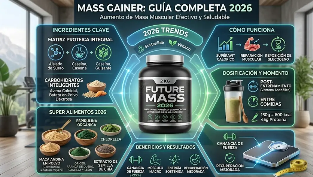 Mass Gainer Hipercalórico 2026: Guía Completa para Ganar Peso y Masa Muscular Minimizando la Grasa