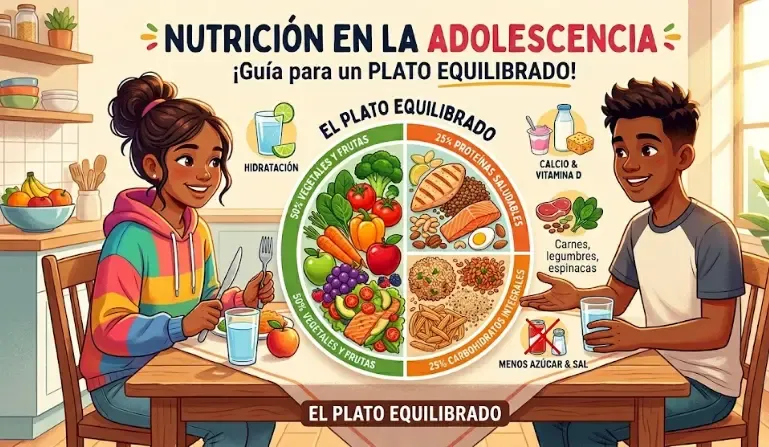 Plato equilibrado para adolescentes en crecimiento