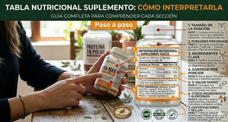 Tabla nutricional suplemento cómo interpretarla