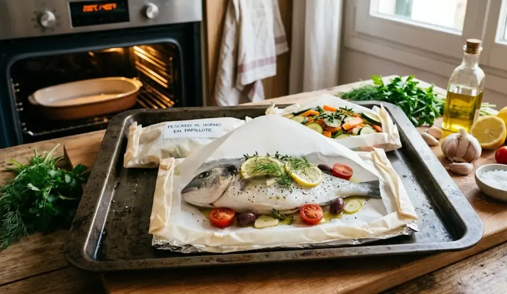 Técnica de papillote para cocinar pescado al horno de forma jugosa y sin olores